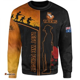 Wests Tigers Sweatshirt - Anzac Day Lest We Forget Poppy