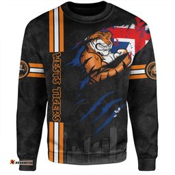 Wests Tigers Sweatshirt - Happy Australia Day Flag Scratch Style