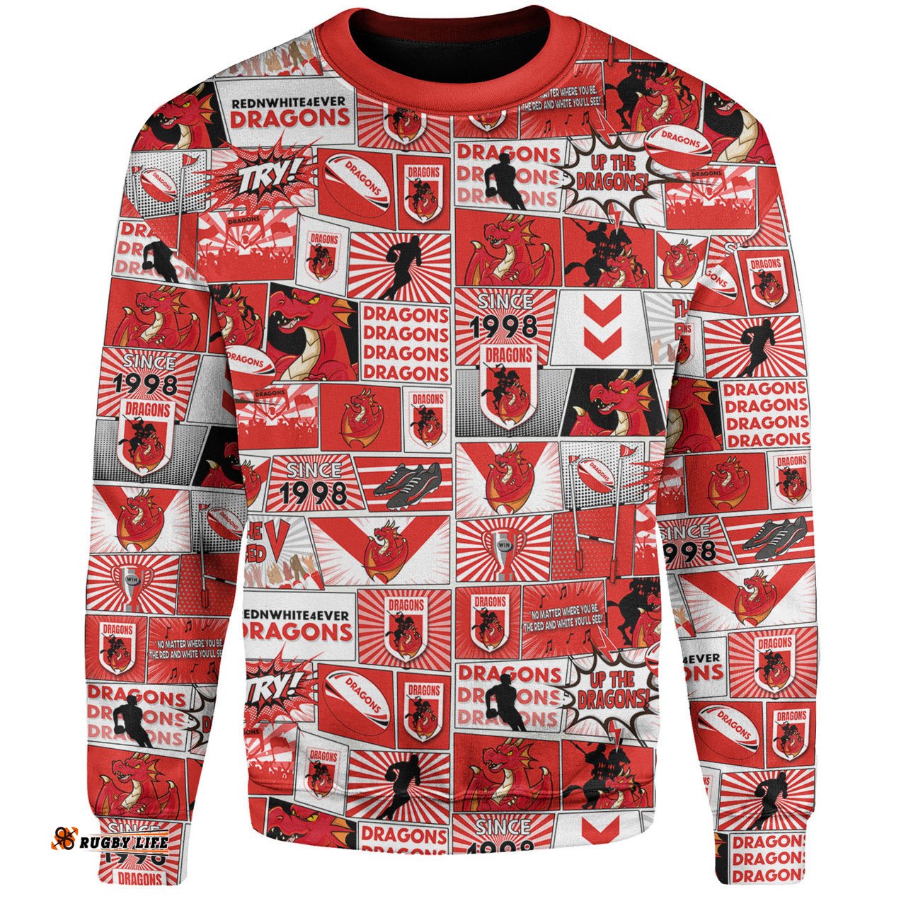 St. George Illawarra Dragons Sweatshirt - Team Of Us Die Hard Fan Supporters Comic Style