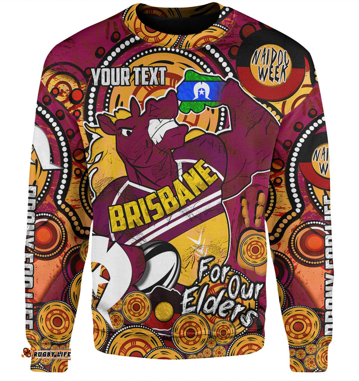 Brisbane Broncos Naidoc Week Custom Sweatshirt - Brisbane Broncos Naidoc Week For Our Elders Bronx for Life Sport Style Sweatshirt