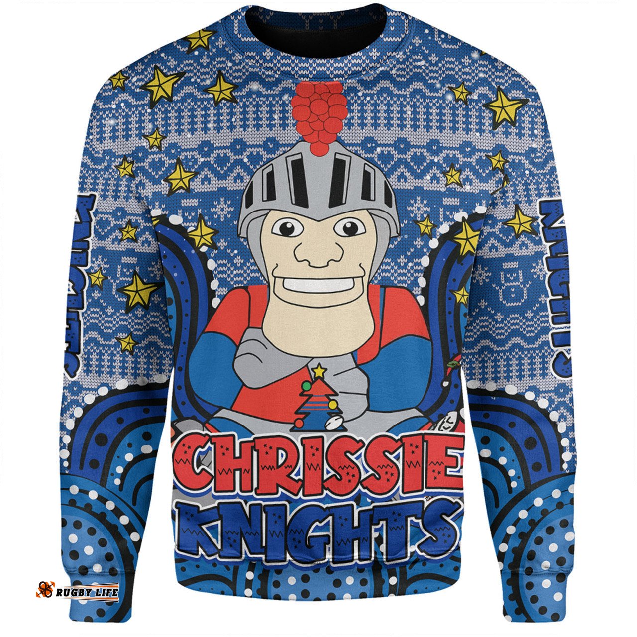 Newcastle Knights Christmas Custom Sweatshirt - Christmas Knit Patterns Vintage Jersey Ugly Sweatshirt