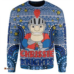 Newcastle Knights Christmas Custom Sweatshirt - Christmas Knit Patterns Vintage Jersey Ugly Sweatshirt