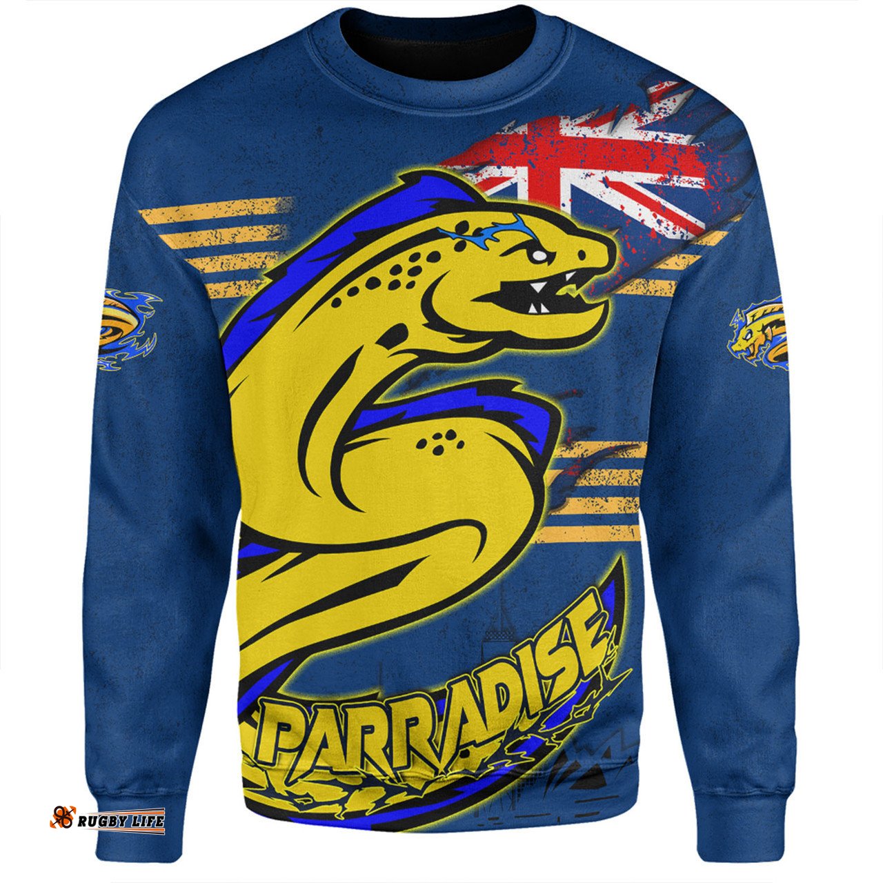 Parramatta Eels Sweatshirt Custom For Die Hard Fan Australia Flag Scratch Style