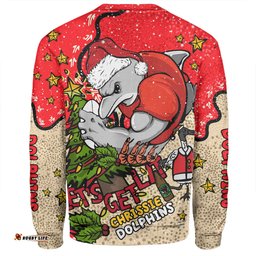 Redcliffe Dolphins Christmas Custom Sweatshirt - Let's Get Lit Chrisse Pressie Sweatshirt
