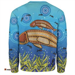 Australia Aboriginal Sweatshirt - Mother And Baby Dugong Aboriginal Art Inspired Sweatshirt