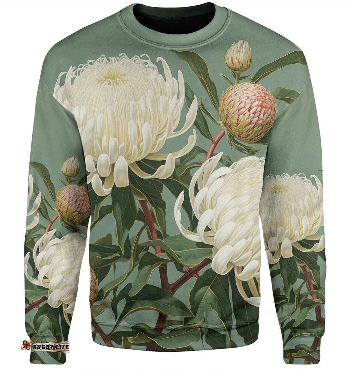 Australia Waratah Sweatshirt - White Waratah Flowers Fine Art Ver1 Sweatshirt