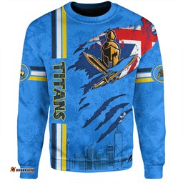 Gold Coast Titans Sweatshirt - Happy Australia Day Flag Scratch Style