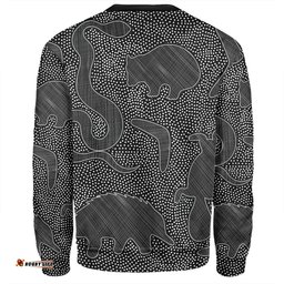 Australia Dot Painting Inspired Aboriginal Sweatshirt - Aboriginal Dot Grey Art With Animals Sweatshirt