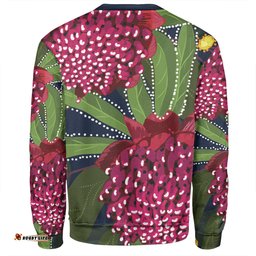 Australia Flowers Aboriginal Sweatshirt - Australian Waratah Flower Art Sweatshirt