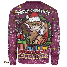 Queensland Cane Toads Christmas Custom Sweatshirt - Merry Christmas Our Beloved Team With Aboriginal Dot Art Pattern Sweatshirt