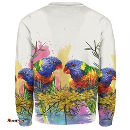 Australia Rainbow Lorikeets Sweatshirt - Rainbow Lorikeets With Grevillea Flowers Sweatshirt
