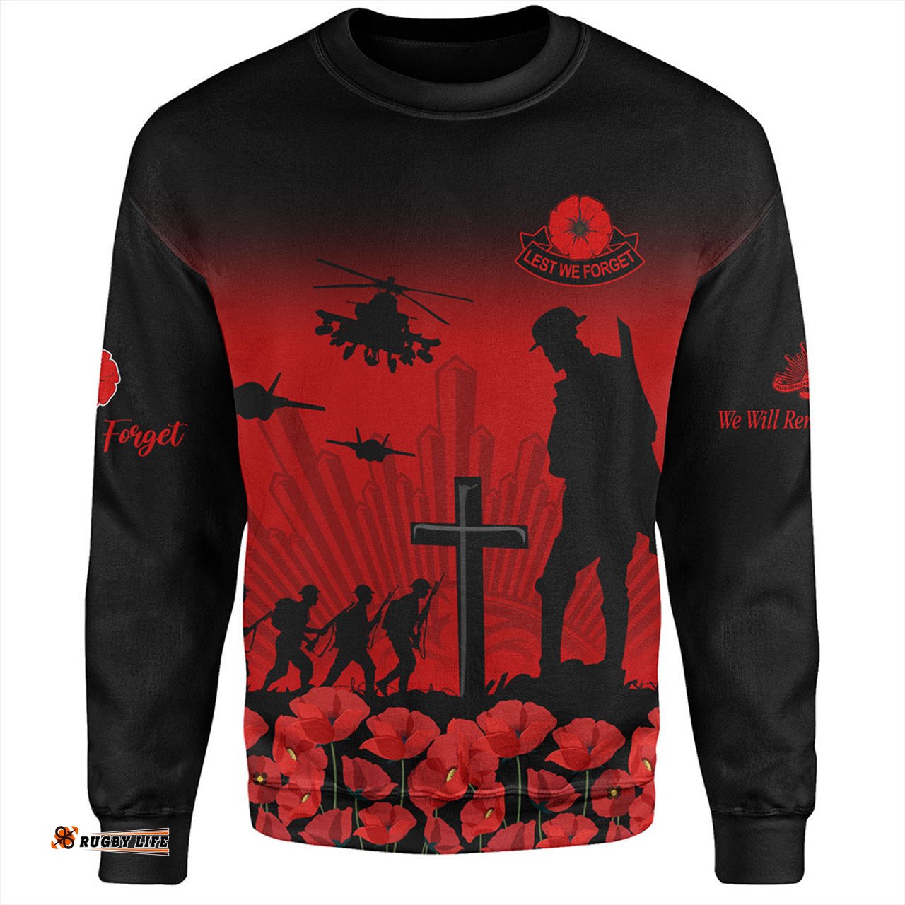 Australia Sweatshirt Lest We Forget Red Poppies Special Style