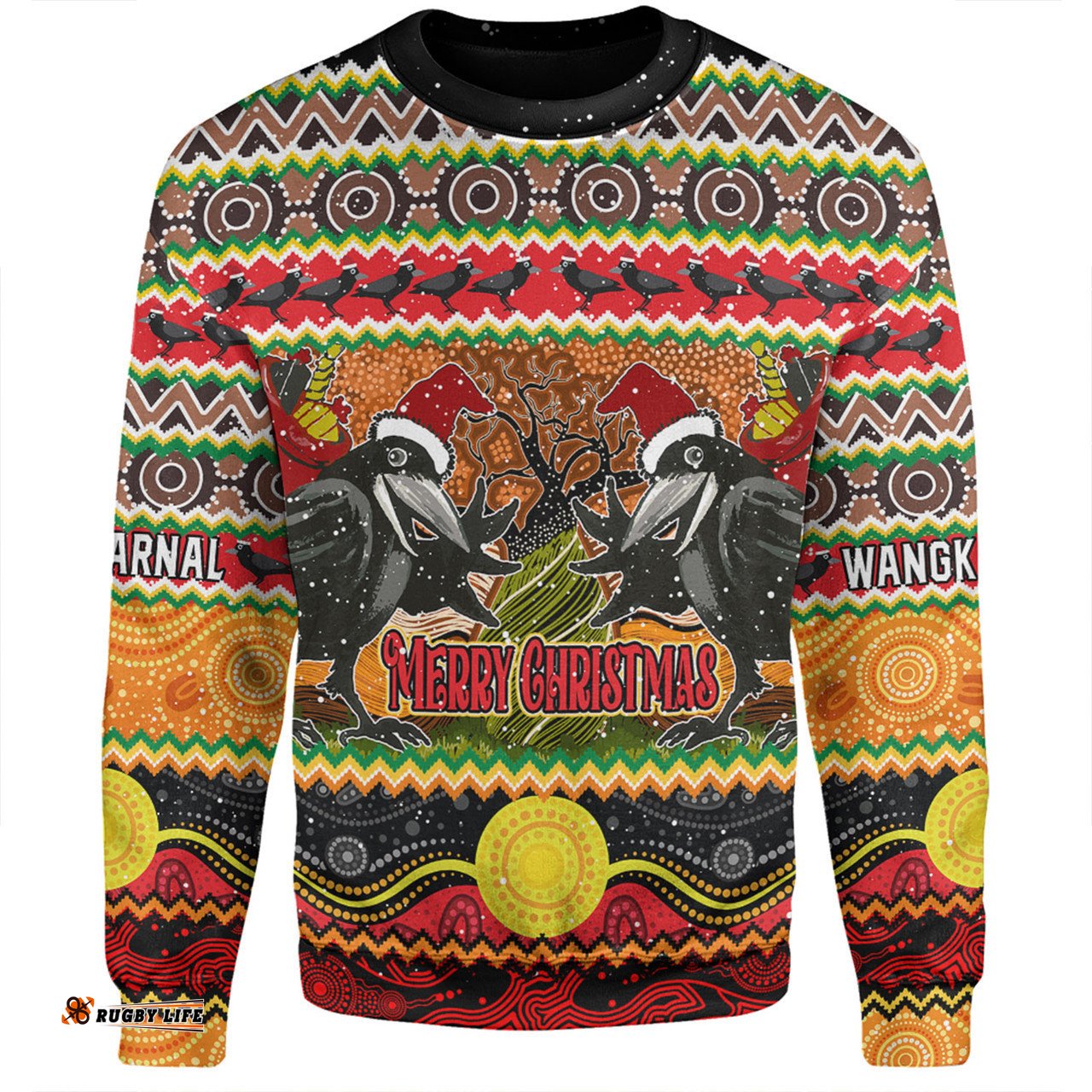 Australia Christmas Aboriginal Custom Sweatshirt - Aboriginal Dreamtime Wangkarnal Crows Sweatshirt