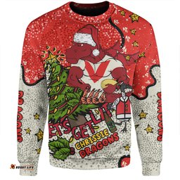St. George Illawarra Dragons Christmas Custom Sweatshirt - Let's Get Lit Chrisse Pressie Sweatshirt