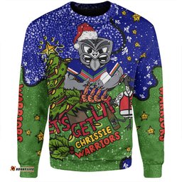 New Zealand Warriors Christmas Custom Sweatshirt - Let's Get Lit Chrisse Pressie Sweatshirt