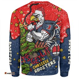 Sydney Roosters Christmas Custom Sweatshirt - Let's Get Lit Chrisse Pressie Sweatshirt