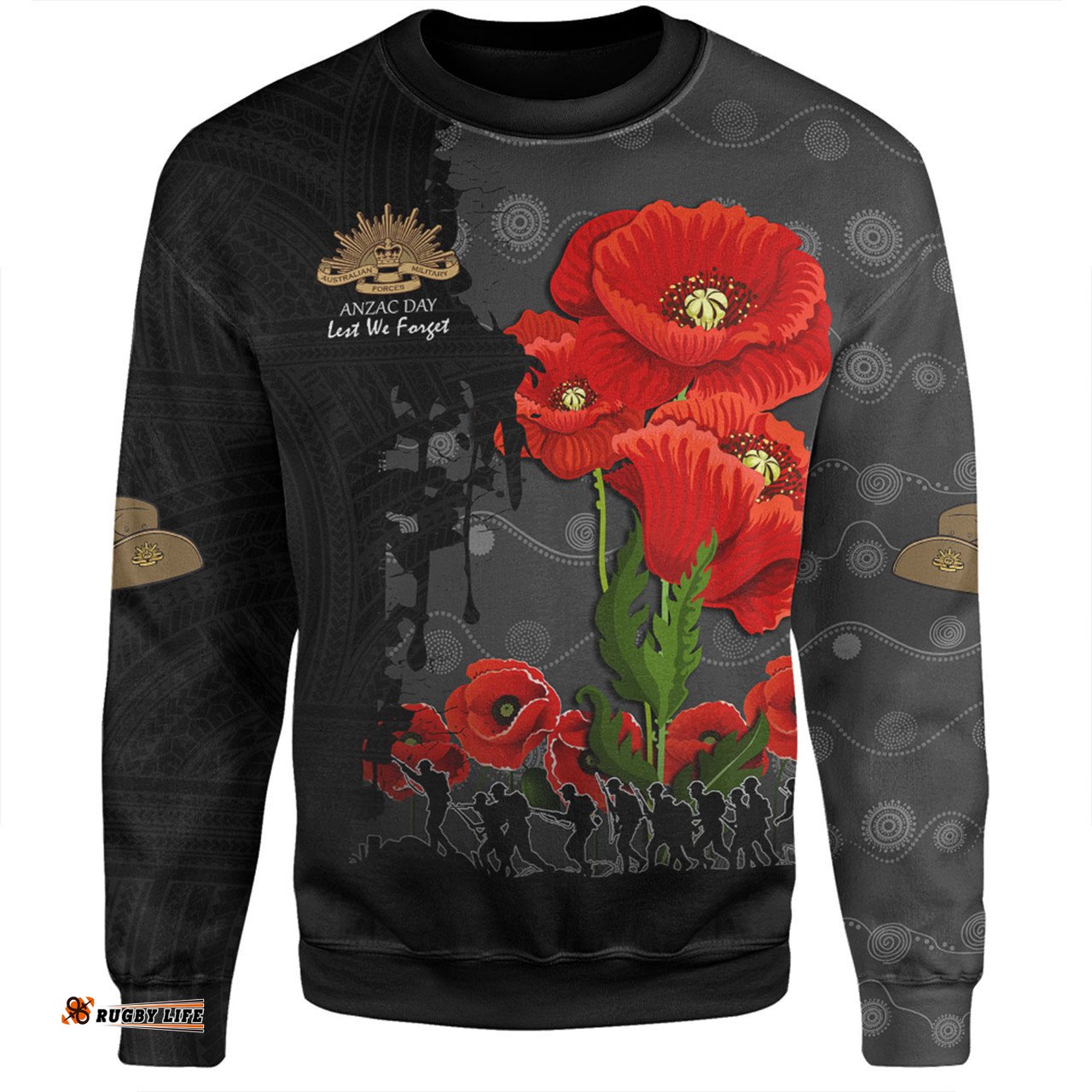 Australia Anzac Day Custom Sweatshirt - Australian And New Zealand Warriorsers In Flanders Fields Poppy Flowers V2 Sweatshirt