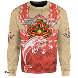 Redcliffe Dolphins Sweatshirt Aboriginal Inspired Naidoc Symbol Pattern