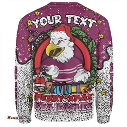 Manly Warringah Sea Eagles Christmas Custom Sweatshirt - Merry Christmas Our Beloved Team With Aboriginal Dot Art Pattern Sweatshirt