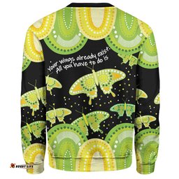 Australia Sweatshirt - Aboriginal Green Butterflies Art Inspired