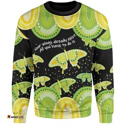 Australia Sweatshirt - Aboriginal Green Butterflies Art Inspired