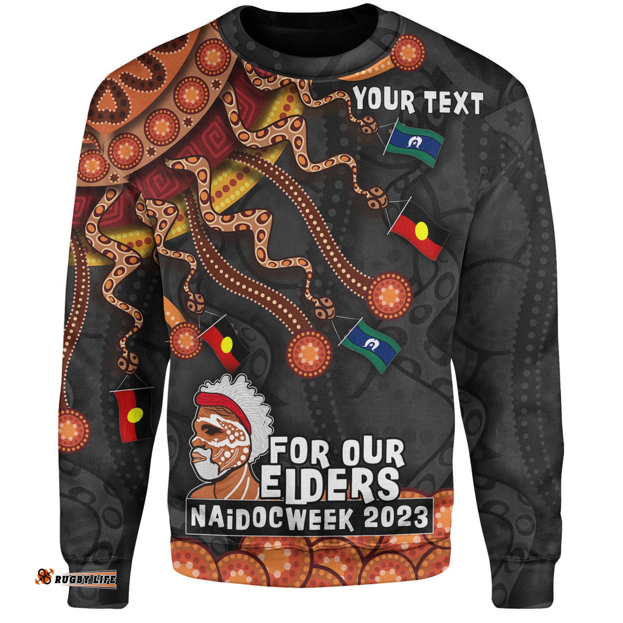 Australia Naidoc Week Sweatshirt - For Our Elders Naidoc Week Snake Aboriginal Painting With Flag
