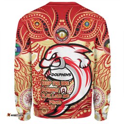 Redcliffe Dolphins Sweatshirt Celebrating Naidoc Week 2024 Aboriginal Dot Art Inspired