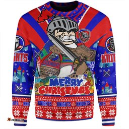 Newcastle Knights Christmas Custom Sweatshirt - Newcastle Knights Santa Aussie Big Things Sweatshirt