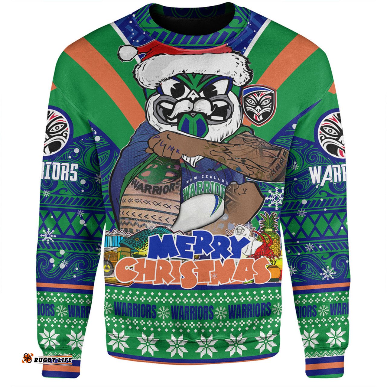 New Zealand Warriors Christmas Custom Sweatshirt - Warriors Santa Aussie Big Things Sweatshirt