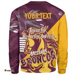 Brisbane Broncos Sweatshirt - Happy Australia Day We Are One And Free V2