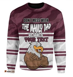 Manly Warringah Sea Eagles Father's Day Sweatshirt - Screaming Dad and Crazy Fan