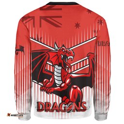 St. George Illawarra Dragons Sweatshirt - St. George Illawarra Dragons Mascot With Australia Flag