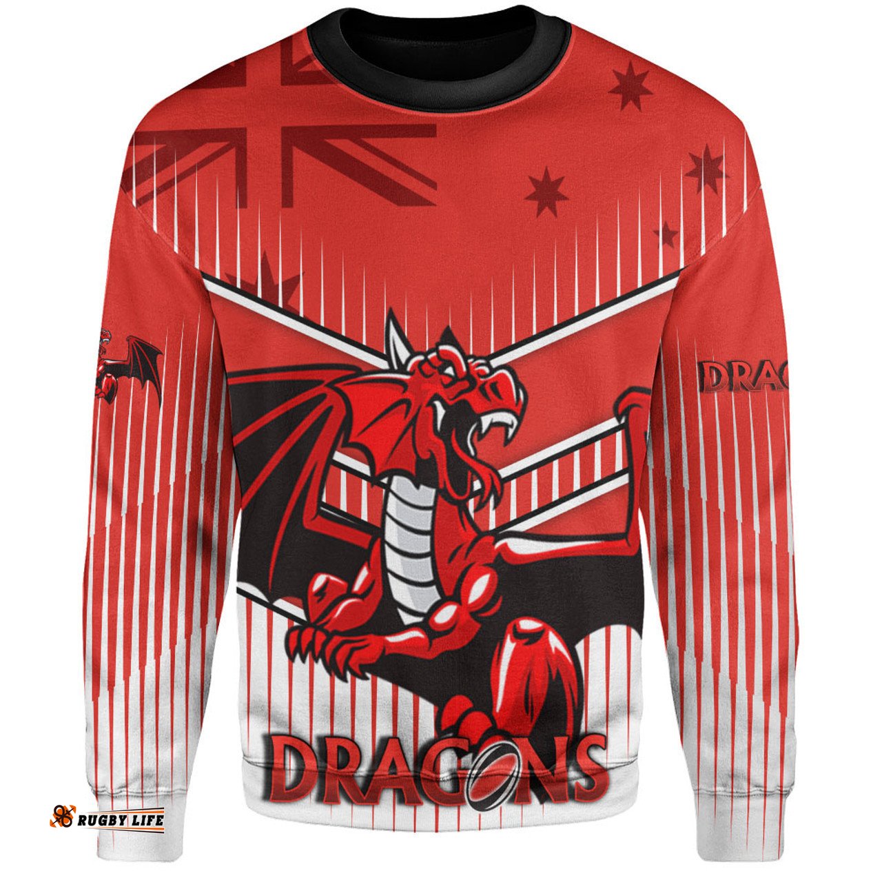St. George Illawarra Dragons Sweatshirt - St. George Illawarra Dragons Mascot With Australia Flag