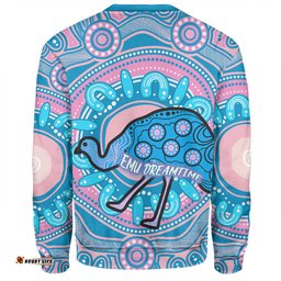 Australia Emu Aboriginal Custom Sweatshirt - Blue Indigenous Dreamtime Emu Sweatshirt