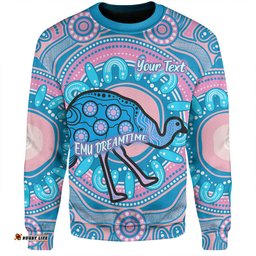 Australia Emu Aboriginal Custom Sweatshirt - Blue Indigenous Dreamtime Emu Sweatshirt