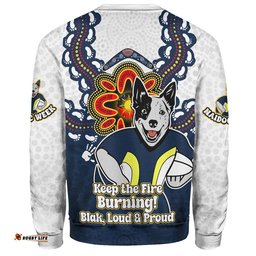 North Queensland Cowboys Sweatshirt Aboriginal Inspired Naidoc Symbol Pattern