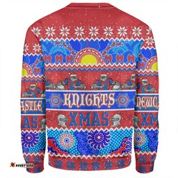 Newcastle Knights Christmas Aboriginal Custom Sweatshirt - Indigenous Knitted Ugly Xmas Style Sweatshirt