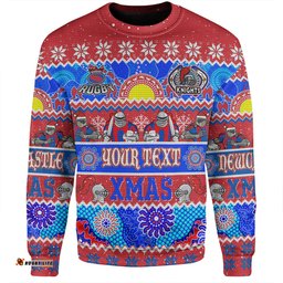 Newcastle Knights Christmas Aboriginal Custom Sweatshirt - Indigenous Knitted Ugly Xmas Style Sweatshirt
