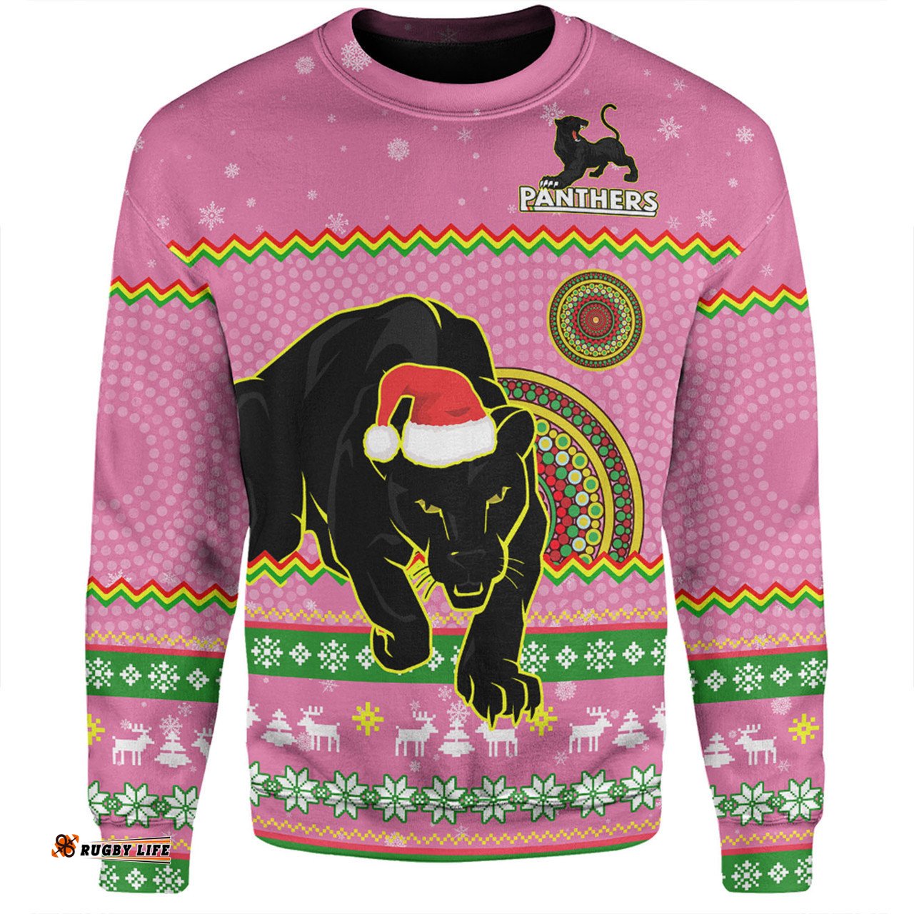 Penrith Panthers Christmas Custom Sweatshirt - Ugly Xmas And Aboriginal Patterns For Die Hard Fan Sweatshirt