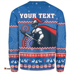 Newcastle Knights Christmas Custom Sweatshirt - Ugly Xmas And Aboriginal Patterns For Die Hard Fan Sweatshirt