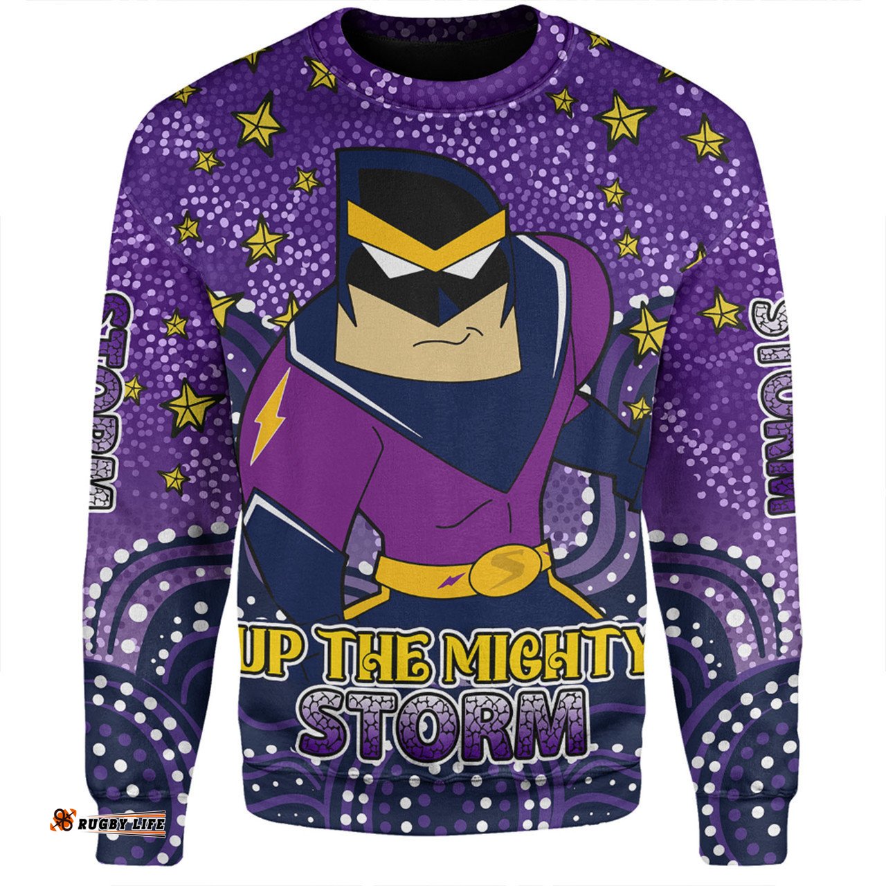 Melbourne Storm Custom Sweatshirt - Custom With Aboriginal Inspired Style Of Dot Painting Patterns  Sweatshirt