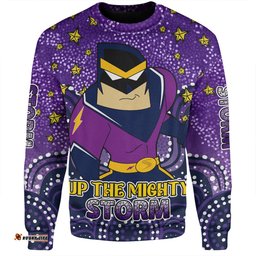 Melbourne Storm Custom Sweatshirt - Custom With Aboriginal Inspired Style Of Dot Painting Patterns  Sweatshirt