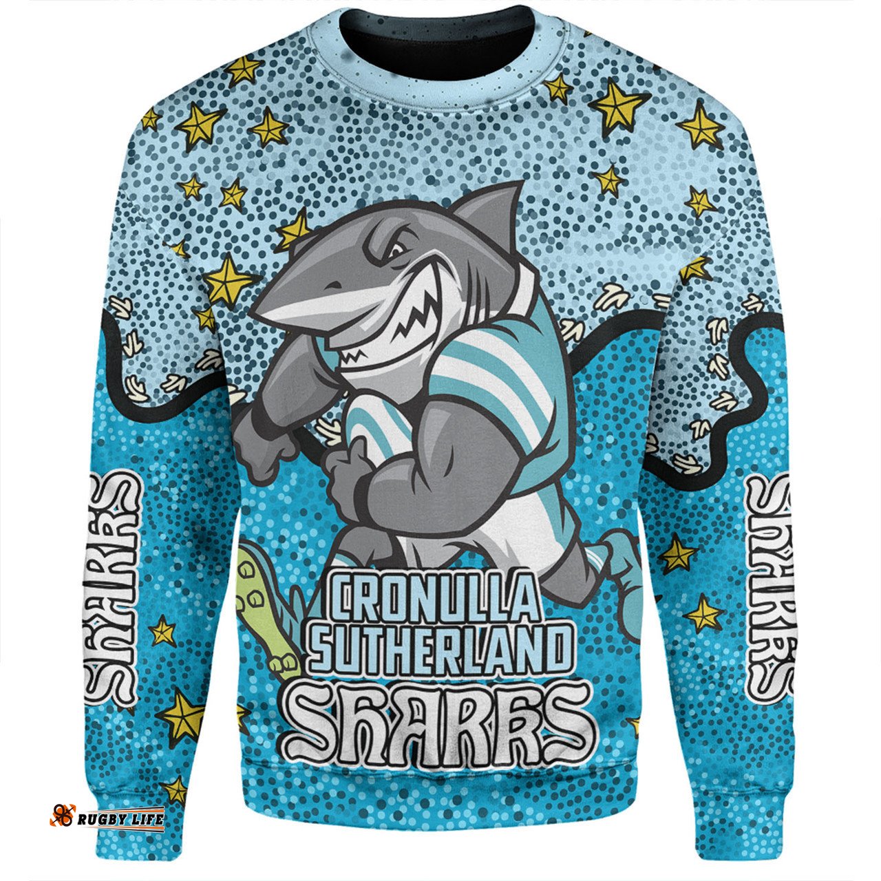 Cronulla-Sutherland Sharks Custom Sweatshirt - Team With Dot And Star Patterns For Tough Fan Sweatshirt