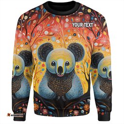 Australia Koala Custom Sweatshirt - Aboriginal Koala With Flowers Sweatshirt