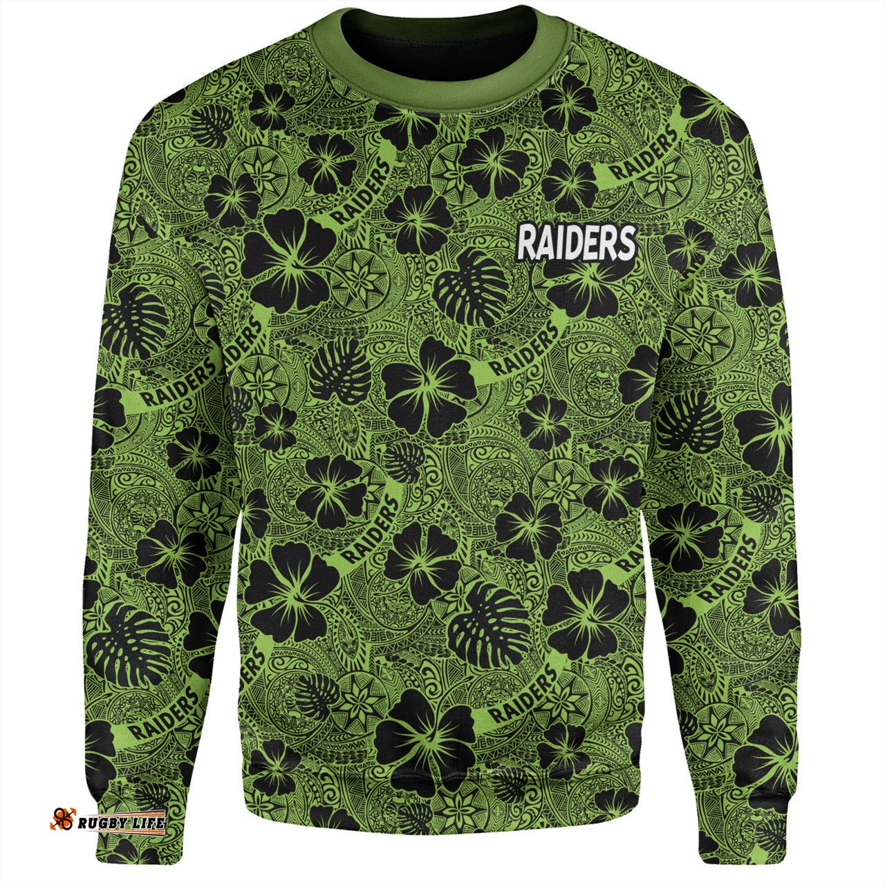 Canberra Raiders Sweatshirt - Scream With Tropical Patterns