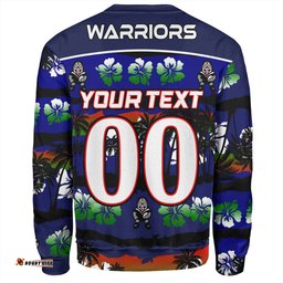 New Zealand Warriors Sport Sweatshirt - Tropical Hibiscus and Coconut Trees
