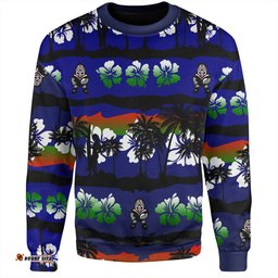 New Zealand Warriors Sport Sweatshirt - Tropical Hibiscus and Coconut Trees