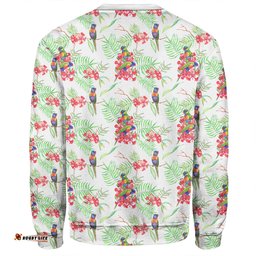 Australia Rainbow Lorikeets Sweatshirt - Rainbow Lorikeets Colorful Tropical Exotic Flowers Sweatshirt