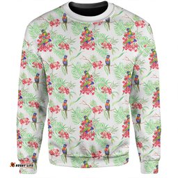 Australia Rainbow Lorikeets Sweatshirt - Rainbow Lorikeets Colorful Tropical Exotic Flowers Sweatshirt