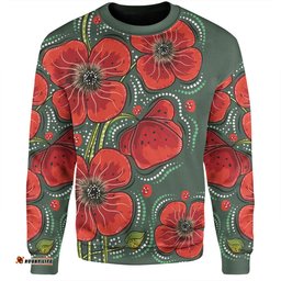 Australia Aboriginal Sweatshirt - Aboriginal Style Australian Poppy Flower Background Sweatshirt